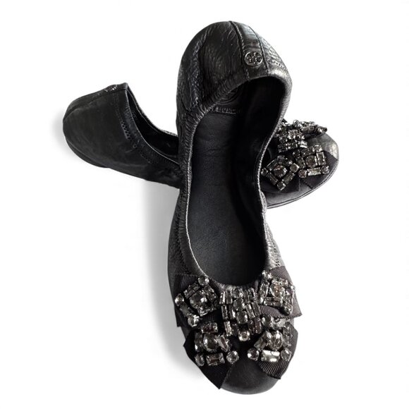 Tory Burch Azalea Crystal-Embellished Ballet Flats size 8.5 - Picture 3 of 9